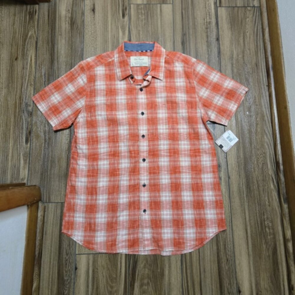 Men's NWT Old Ranch Hawke Shirt Plaid Short Sleeve Button Up Large